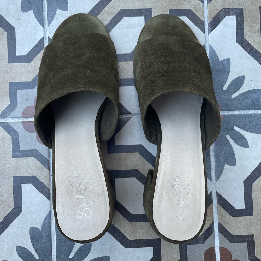 Seychelles 'Commute' Olive Suede Mule